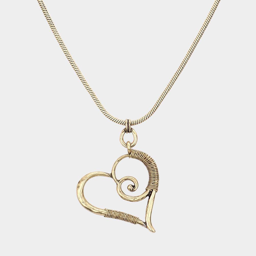 Gold Open Heart Vintage Metal Necklace - Jewelry Store by Erik Rayo