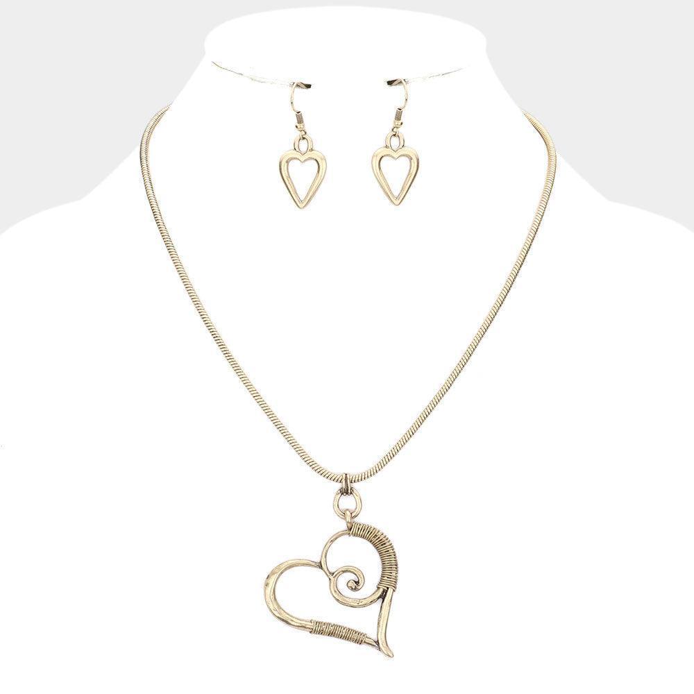 Gold Open Heart Vintage Metal Necklace - Jewelry Store by Erik Rayo