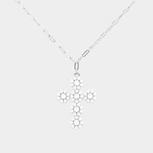 Load image into Gallery viewer, Pearl Flower Cross Pendant Necklace
