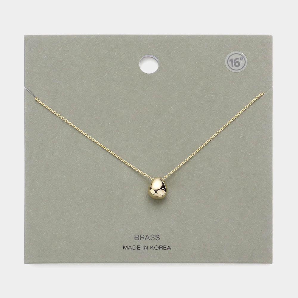 Gold Brass Metal Bean Pendant Necklace - Jewelry Store by Erik Rayo
