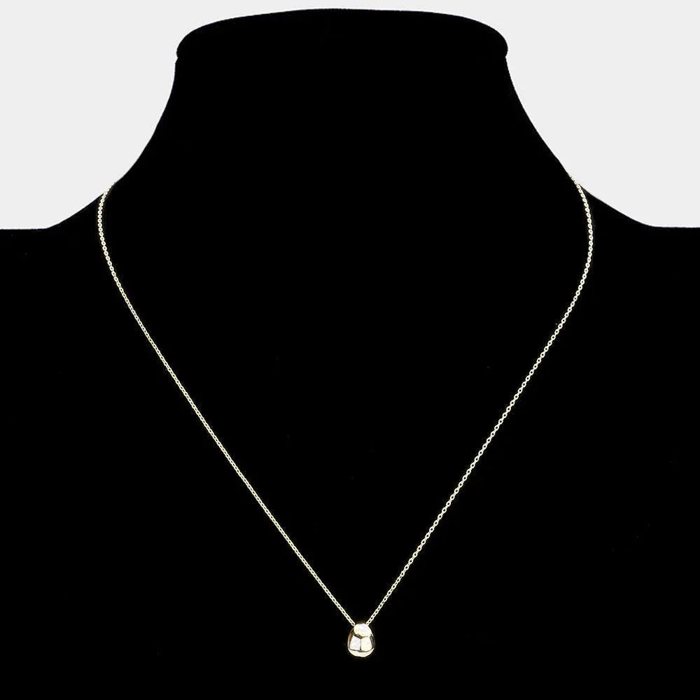 Gold Brass Metal Bean Pendant Necklace - Jewelry Store by Erik Rayo