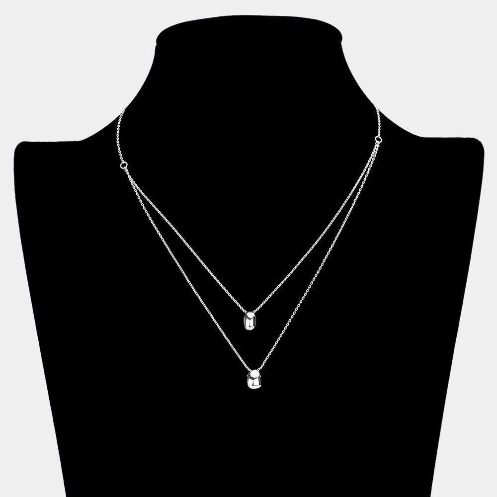 Metal Bean Pendants Double Layered Necklace - Jewelry Store by Erik Rayo