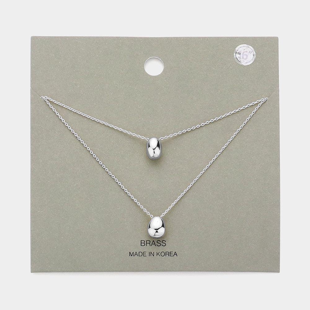 Metal Bean Pendants Double Layered Necklace - Jewelry Store by Erik Rayo