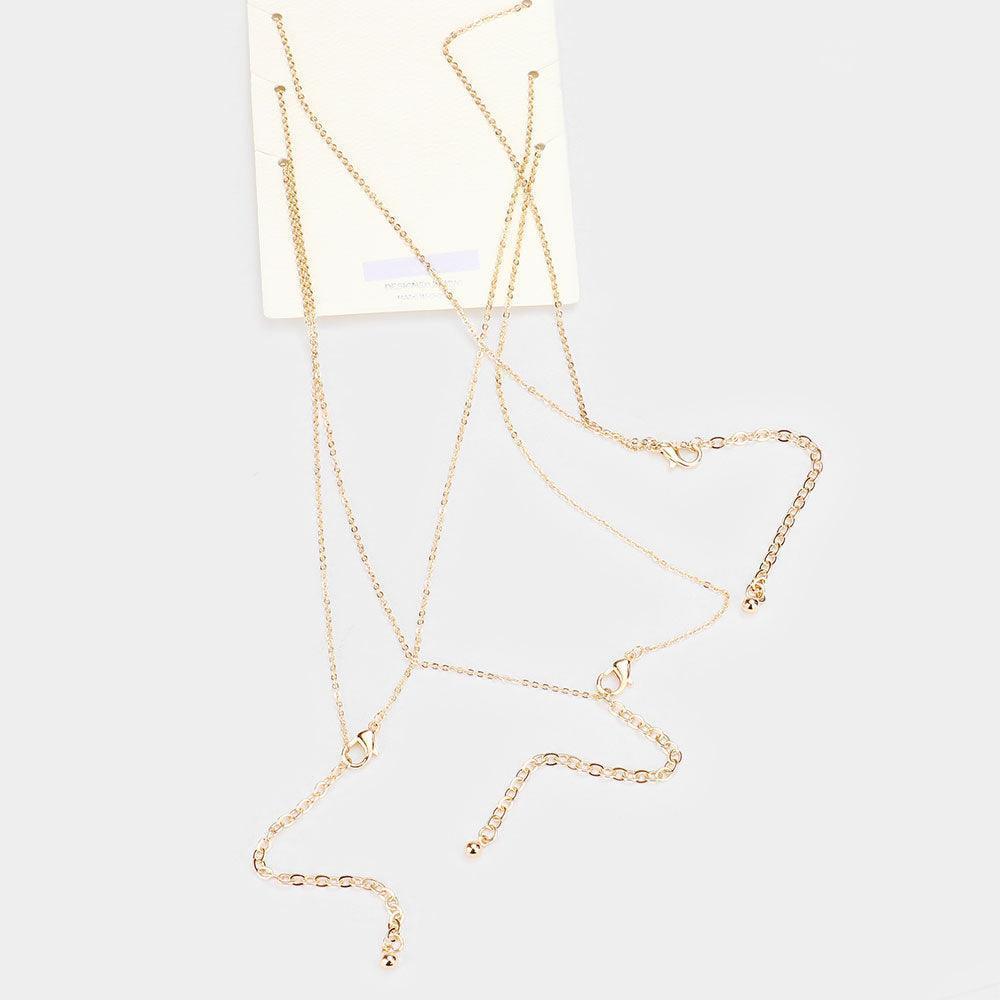 Gold 3PCS - Rhinestone Embellished Open Heart Pendant Necklaces - Jewelry Store by Erik Rayo