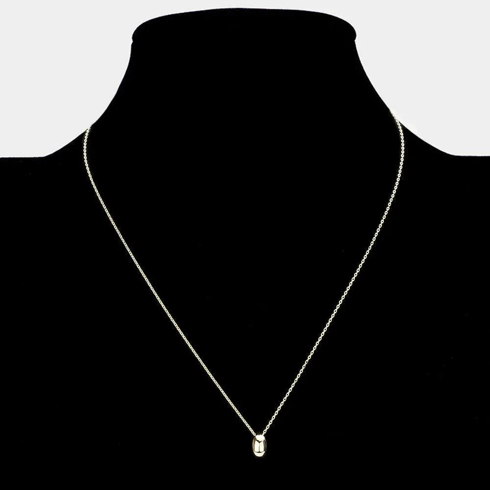 Gold Brass Metal Bean Pendant Necklace - Jewelry Store by Erik Rayo
