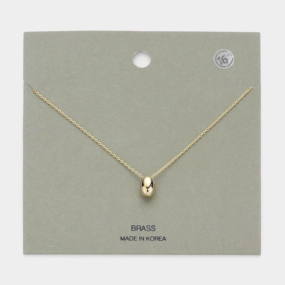 Gold Brass Metal Bean Pendant Necklace - Jewelry Store by Erik Rayo