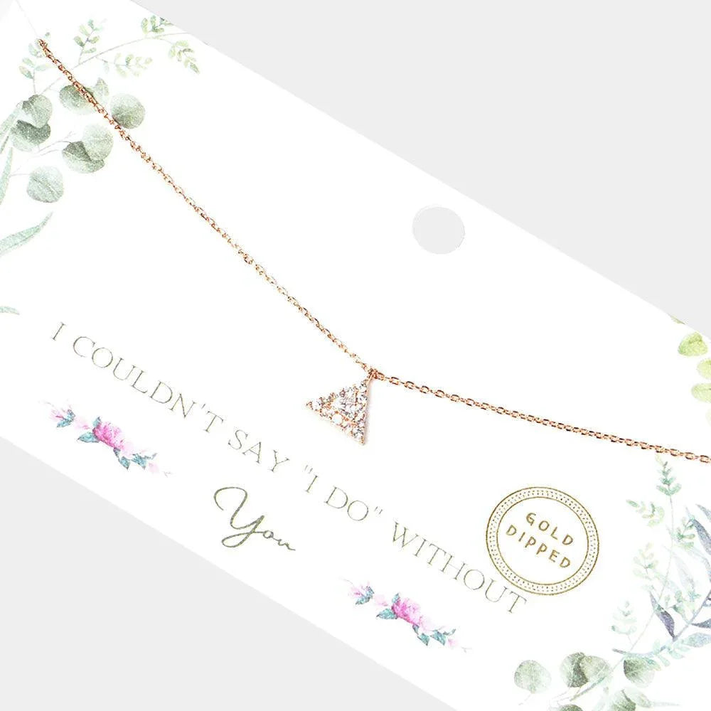 Rose Gold Gold Dipped CZ Triangle Pendant Necklace - Jewelry Store by Erik Rayo