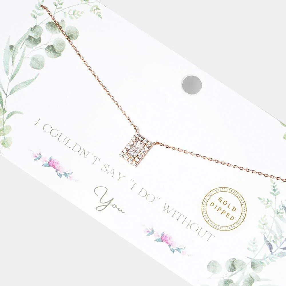 Rose Gold Gold Dipped CZ Rectangle Pendant Necklace - Jewelry Store by Erik Rayo