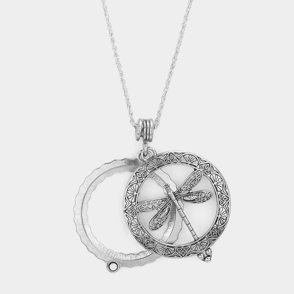Vintage Dragonfly Magnifying Glass Pendant Necklace - Jewelry Store by Erik Rayo