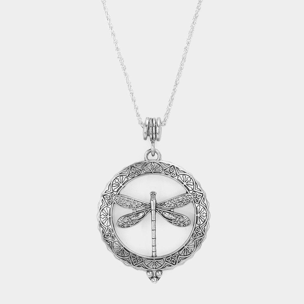 Vintage Dragonfly Magnifying Glass Pendant Necklace - Jewelry Store by Erik Rayo