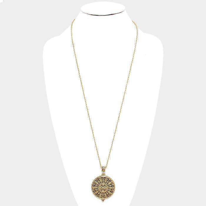 Gold Filigree Magnifying Glass Pendant Necklace - Jewelry Store by Erik Rayo
