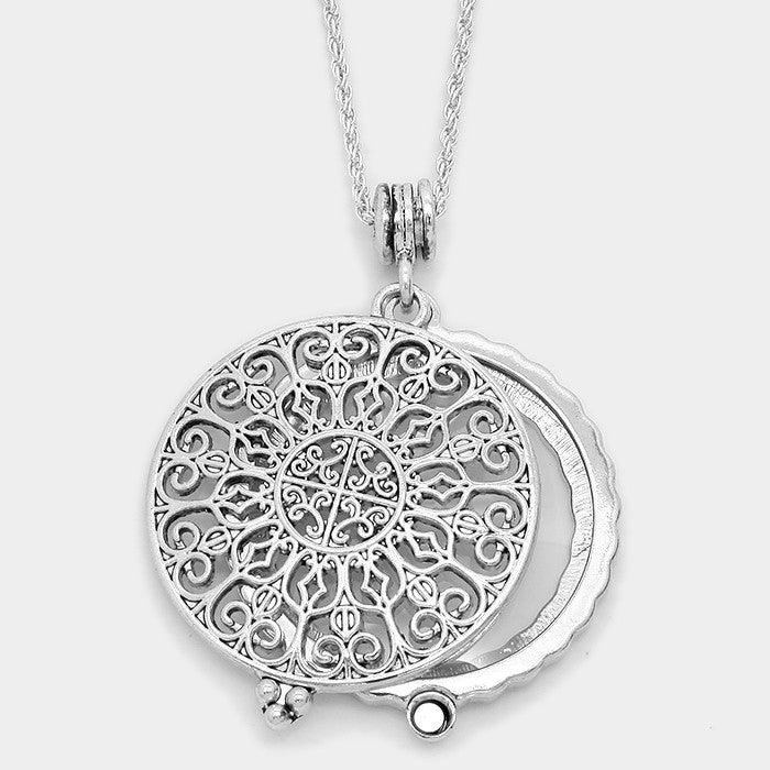 Filigree Magnifying Glass Pendant Necklace