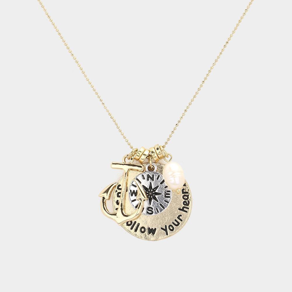 Gold Just Follow Your Heart Message Pendant Necklace - Jewelry Store by Erik Rayo