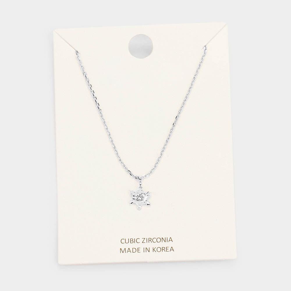 CZ Cubic Zirconia Turtle Pendant Necklace