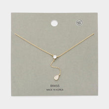 Load image into Gallery viewer, Gold Stone Pointed Teardrop Pendant Y Drop Necklace
