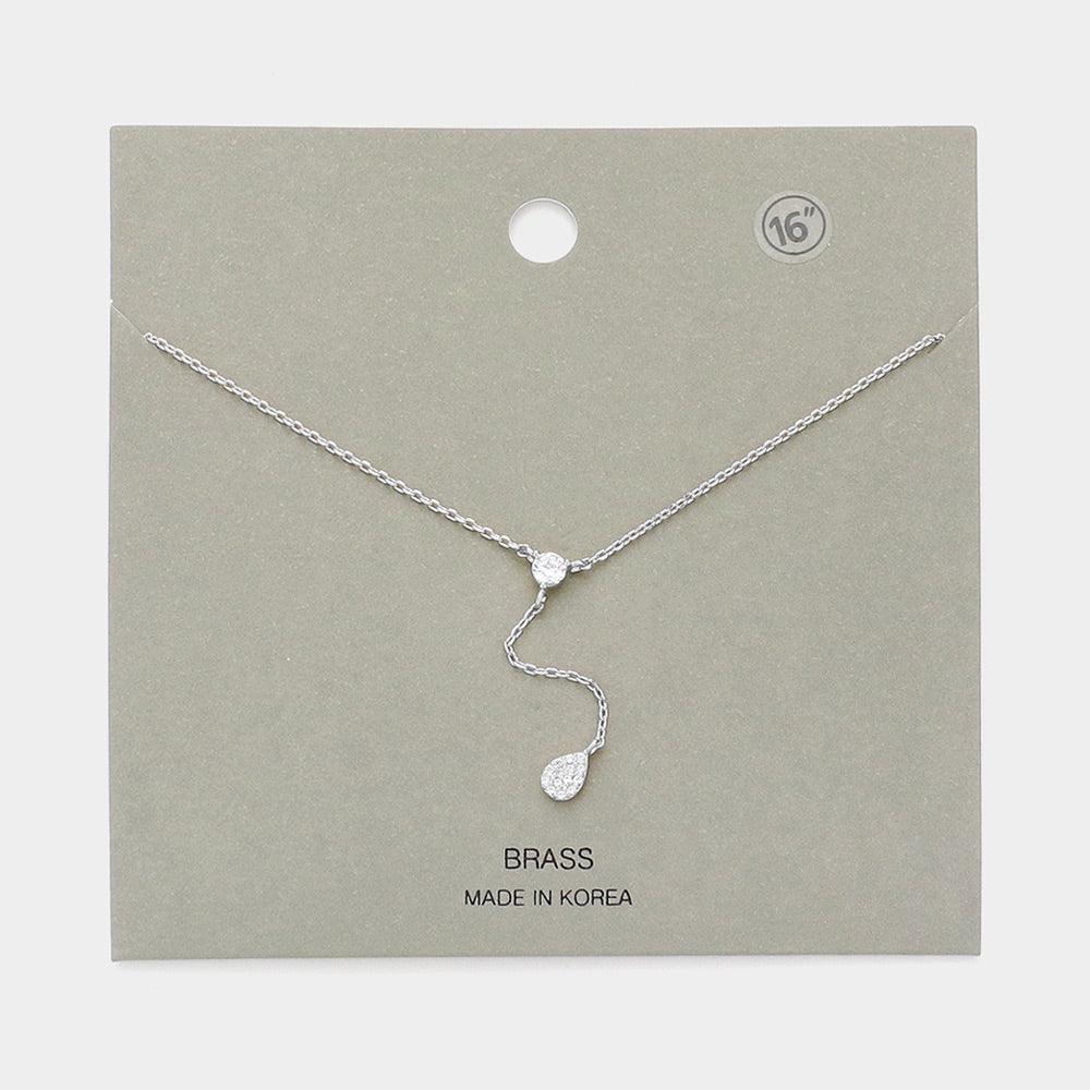 Stone Pointed Teardrop Pendant Y Drop Necklace - Jewelry Store by Erik Rayo