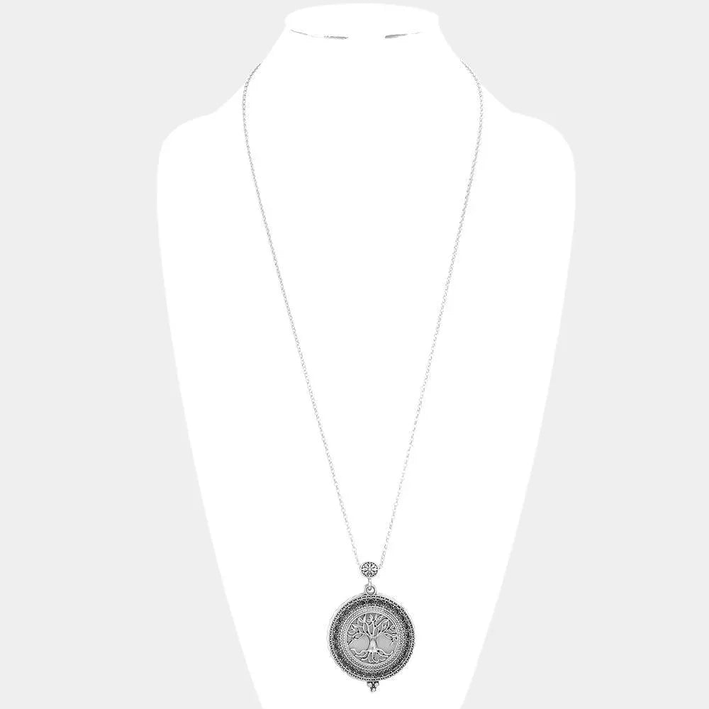 Tree Of Life Magnifying Glass Pendant Long Necklace - Jewelry Store by Erik Rayo