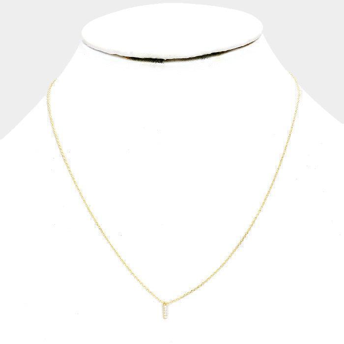 Gold 'I' Cubic Zirconia Monogram Pendant Necklace - Jewelry Store by Erik Rayo