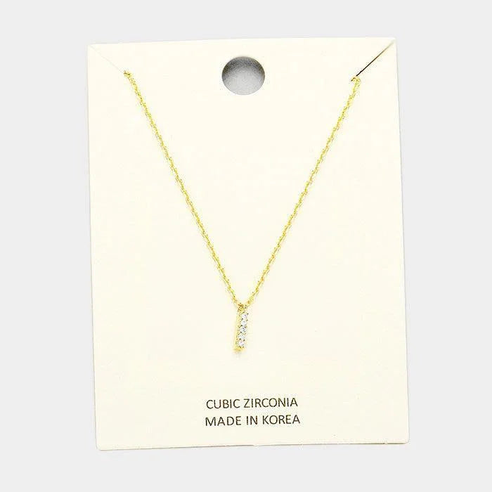 Gold 'I' Cubic Zirconia Monogram Pendant Necklace - Jewelry Store by Erik Rayo