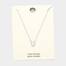 Load image into Gallery viewer, Clear &#39;U&#39; Cubic Zirconia Monogram Pendant Necklace
