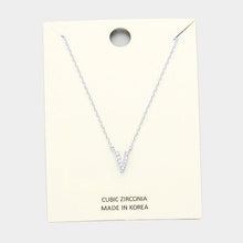 Load image into Gallery viewer, Clear &#39;V&#39; Cubic Zirconia Monogram Pendant Necklace
