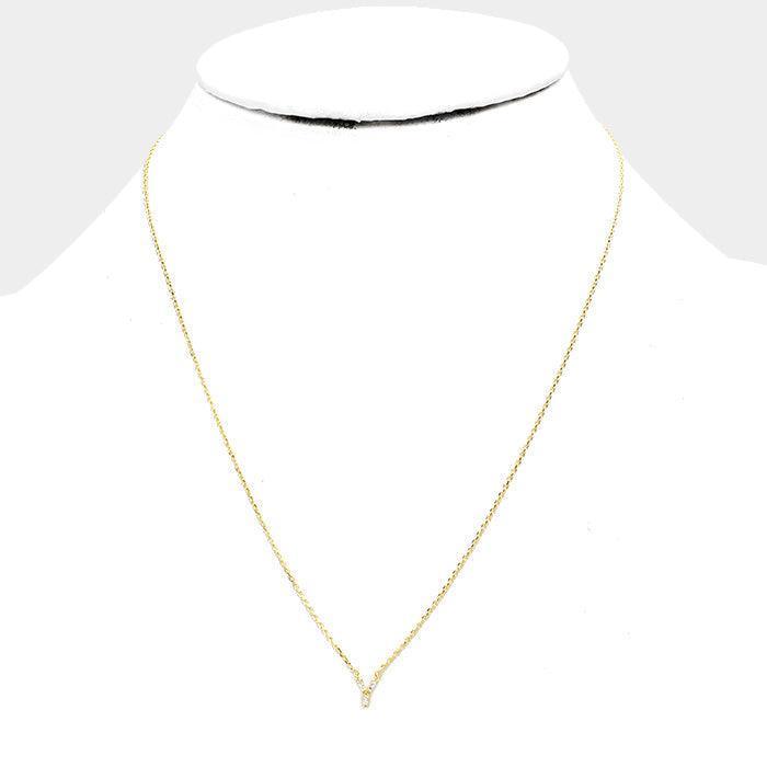 Gold 'Y' Cubic Zirconia Monogram Pendant Necklace - Jewelry Store by Erik Rayo