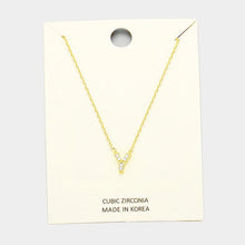 Load image into Gallery viewer, Gold &#39;Y&#39; Cubic Zirconia Monogram Pendant Necklace
