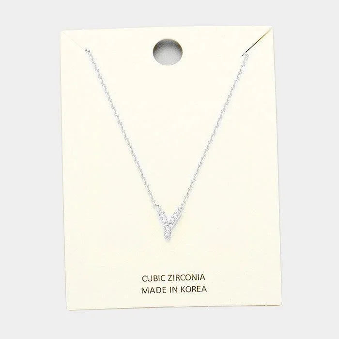 Clear 'Y' Cubic Zirconia Monogram Pendant Necklace - Jewelry Store by Erik Rayo