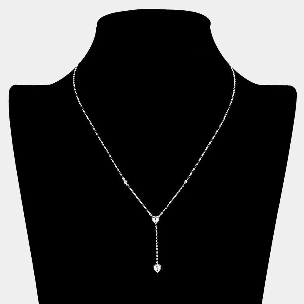 Metal Heart Y Drop Necklace - Jewelry Store by Erik Rayo
