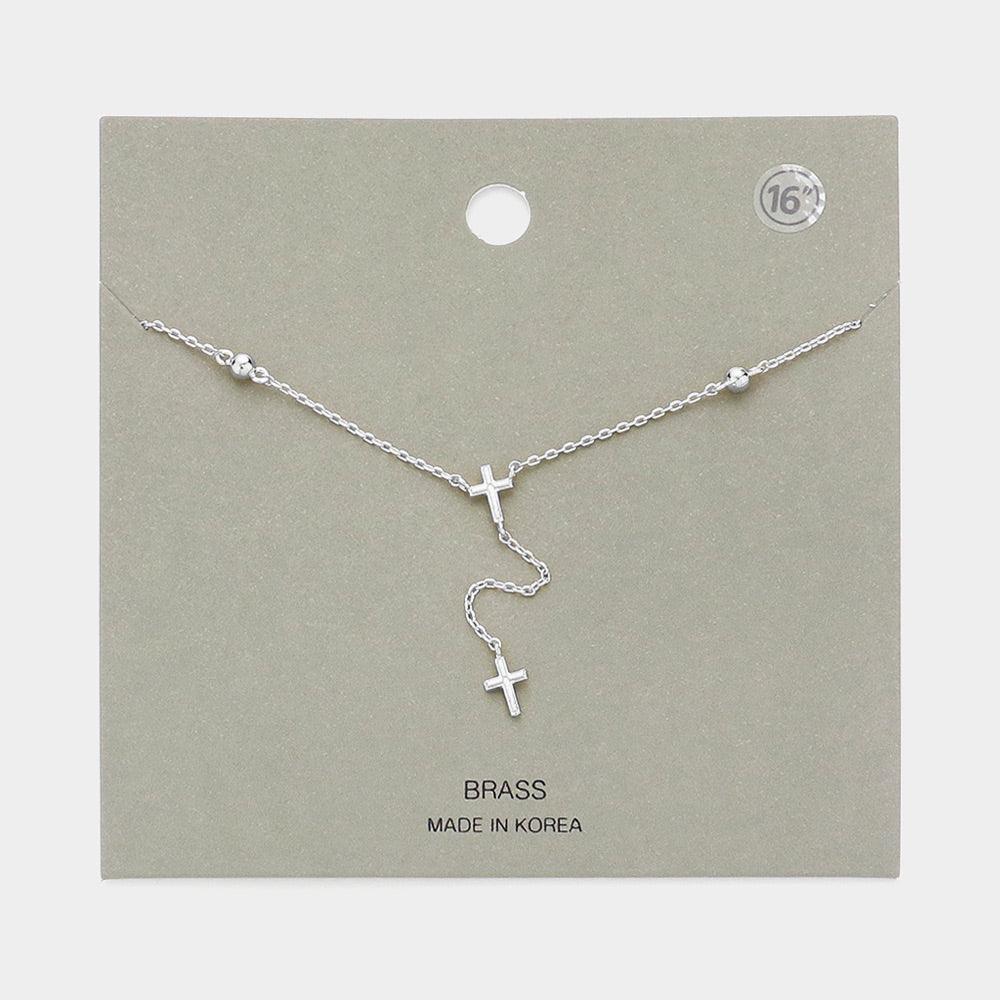 Metal Cross Pendant Y Drop Necklace - Jewelry Store by Erik Rayo