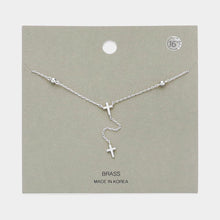 Load image into Gallery viewer, Metal Cross Pendant Y Drop Necklace
