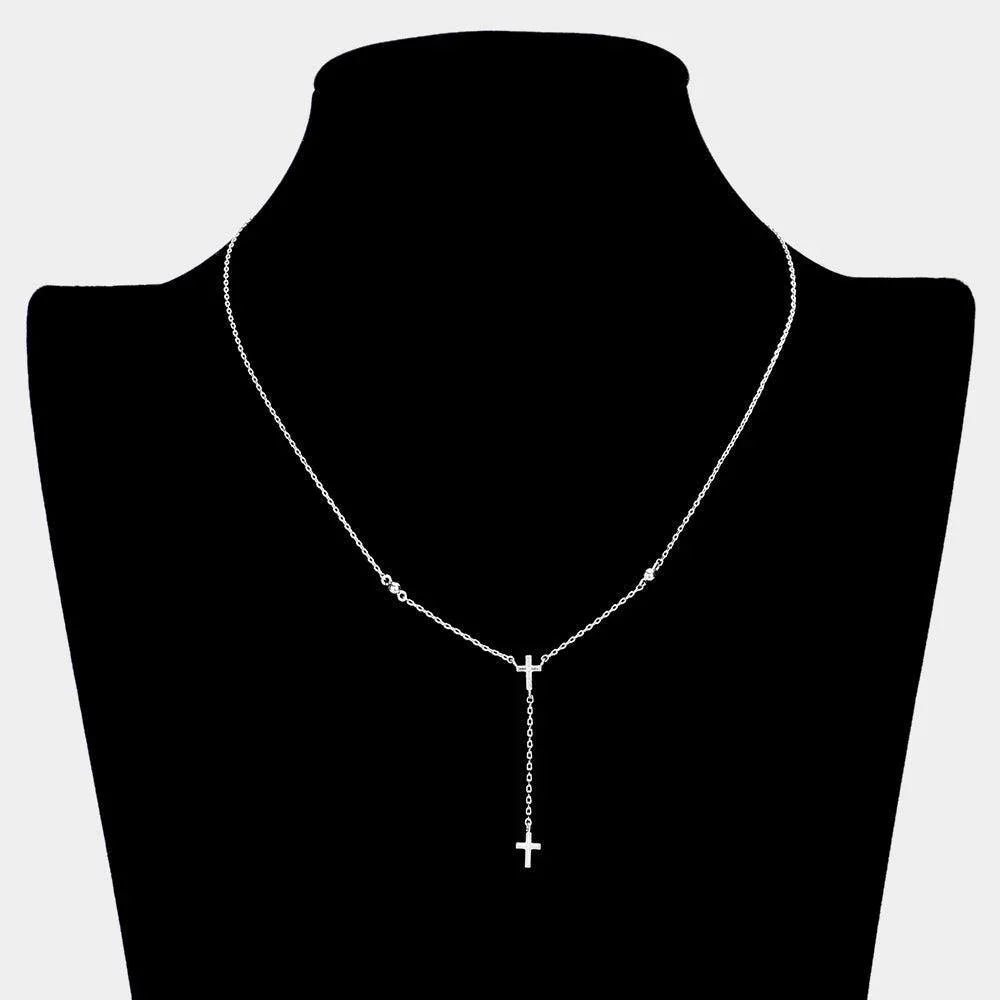 Metal Cross Pendant Y Drop Necklace - Jewelry Store by Erik Rayo