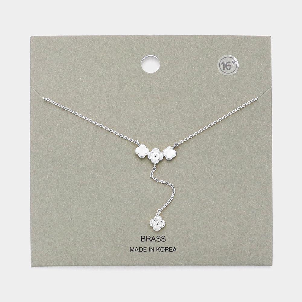 Metal Triple Quatrefoil Pendant Y Drop Necklace - Jewelry Store by Erik Rayo
