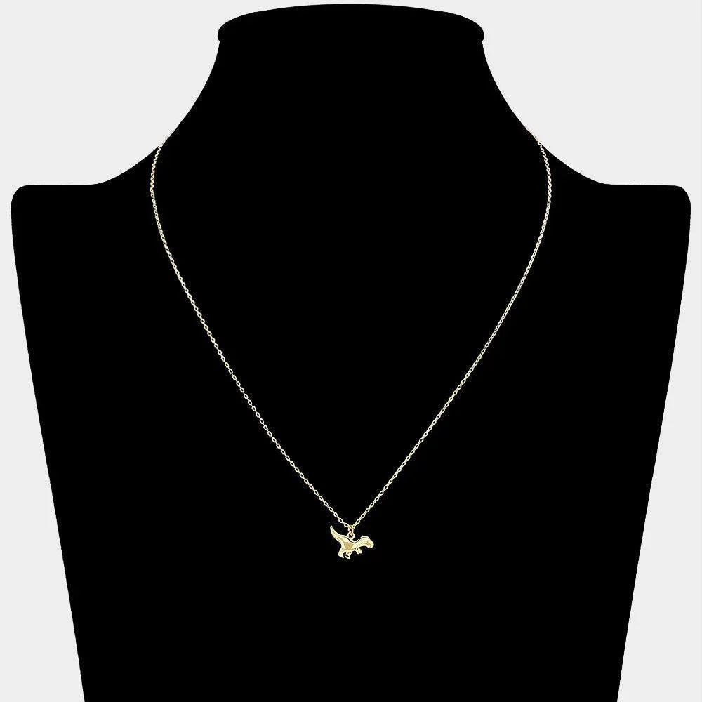 Gold Brass Metal Dinosaur Pendant Necklace - Jewelry Store by Erik Rayo