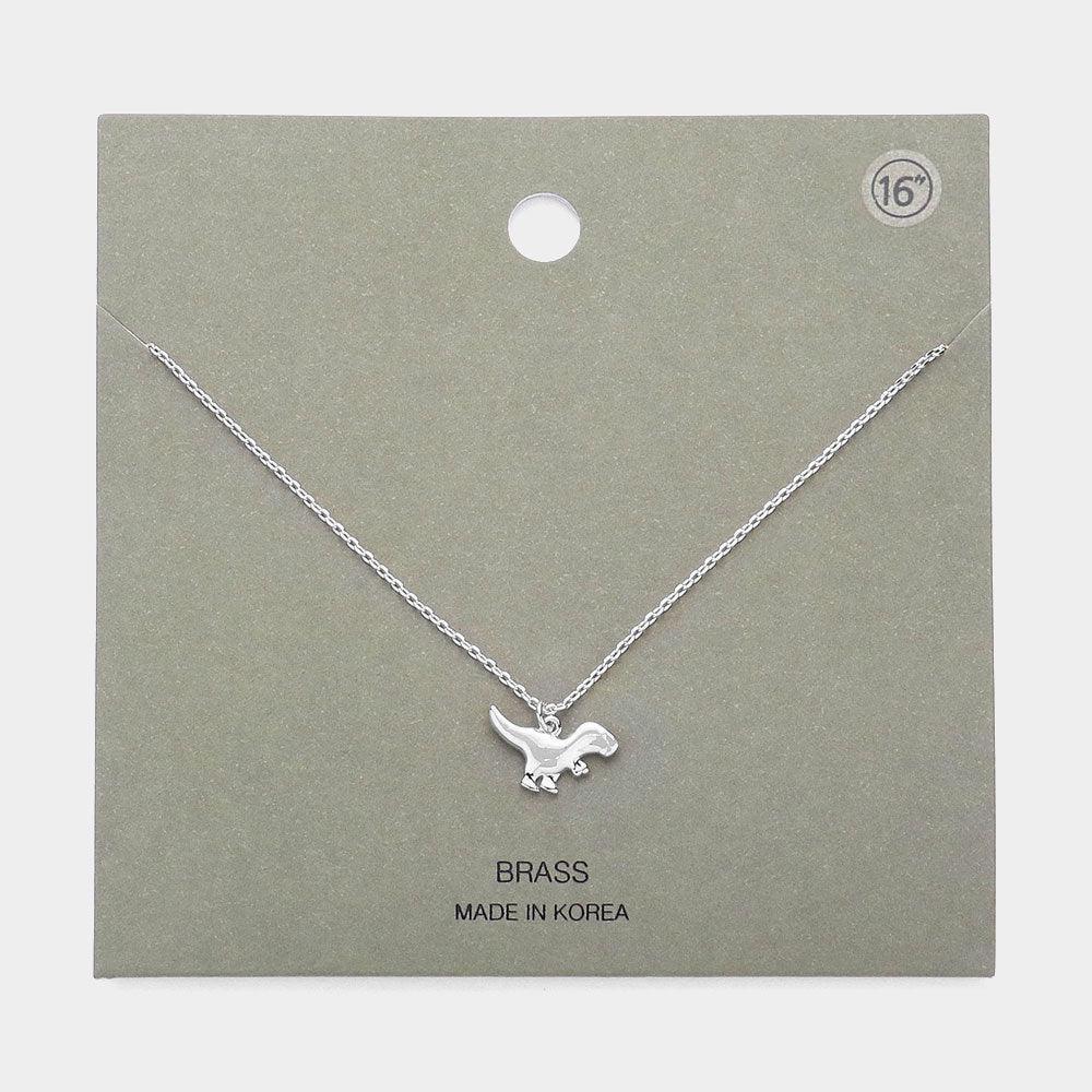 Brass Metal Dinosaur Pendant Necklace - Jewelry Store by Erik Rayo