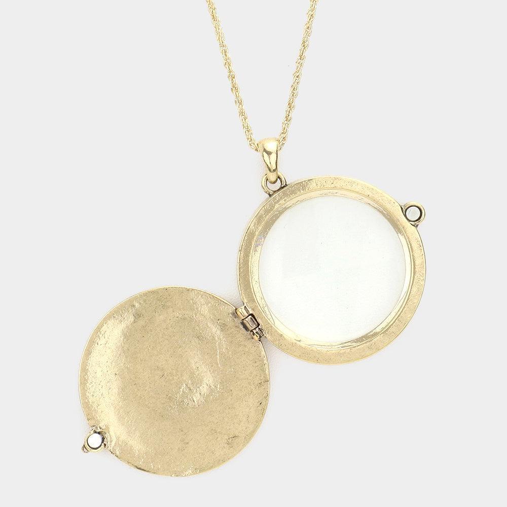 Gold Tree of Life Magnifying Glass Pendant Long Necklace - Jewelry Store by Erik Rayo