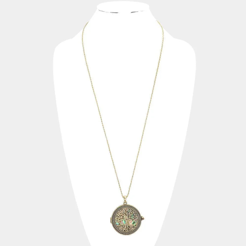 Gold Tree of Life Magnifying Glass Pendant Long Necklace - Jewelry Store by Erik Rayo