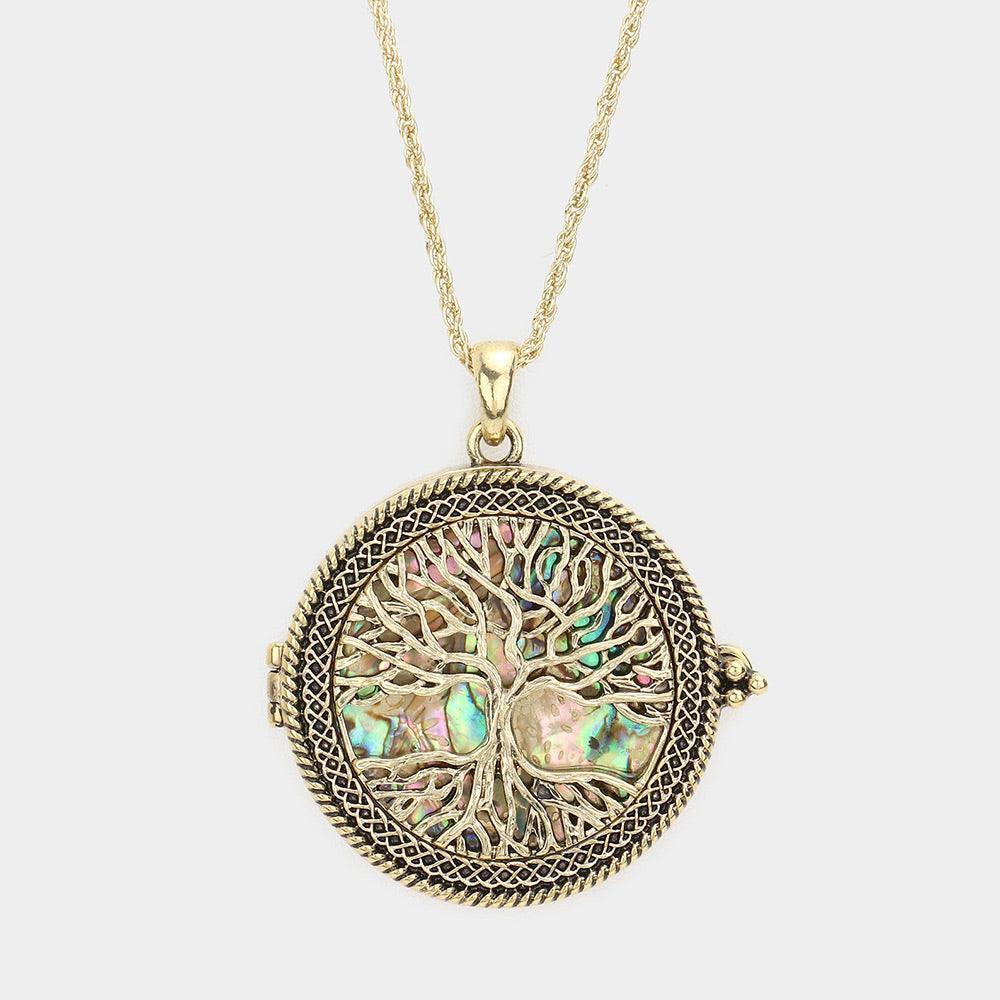 Gold Tree of Life Magnifying Glass Pendant Long Necklace - Jewelry Store by Erik Rayo
