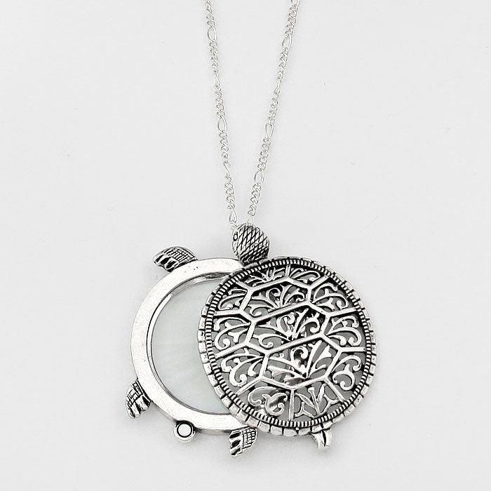 2-Layers Turtle Pendant with Glass Disc Necklace - Jewelry Store by Erik Rayo