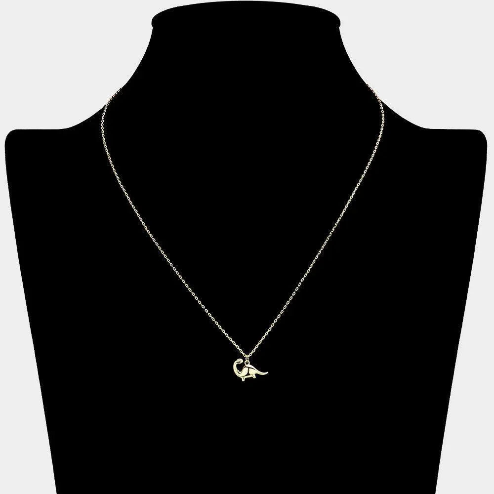 Gold Brass Metal Dinosaur Pendant Necklace - Jewelry Store by Erik Rayo