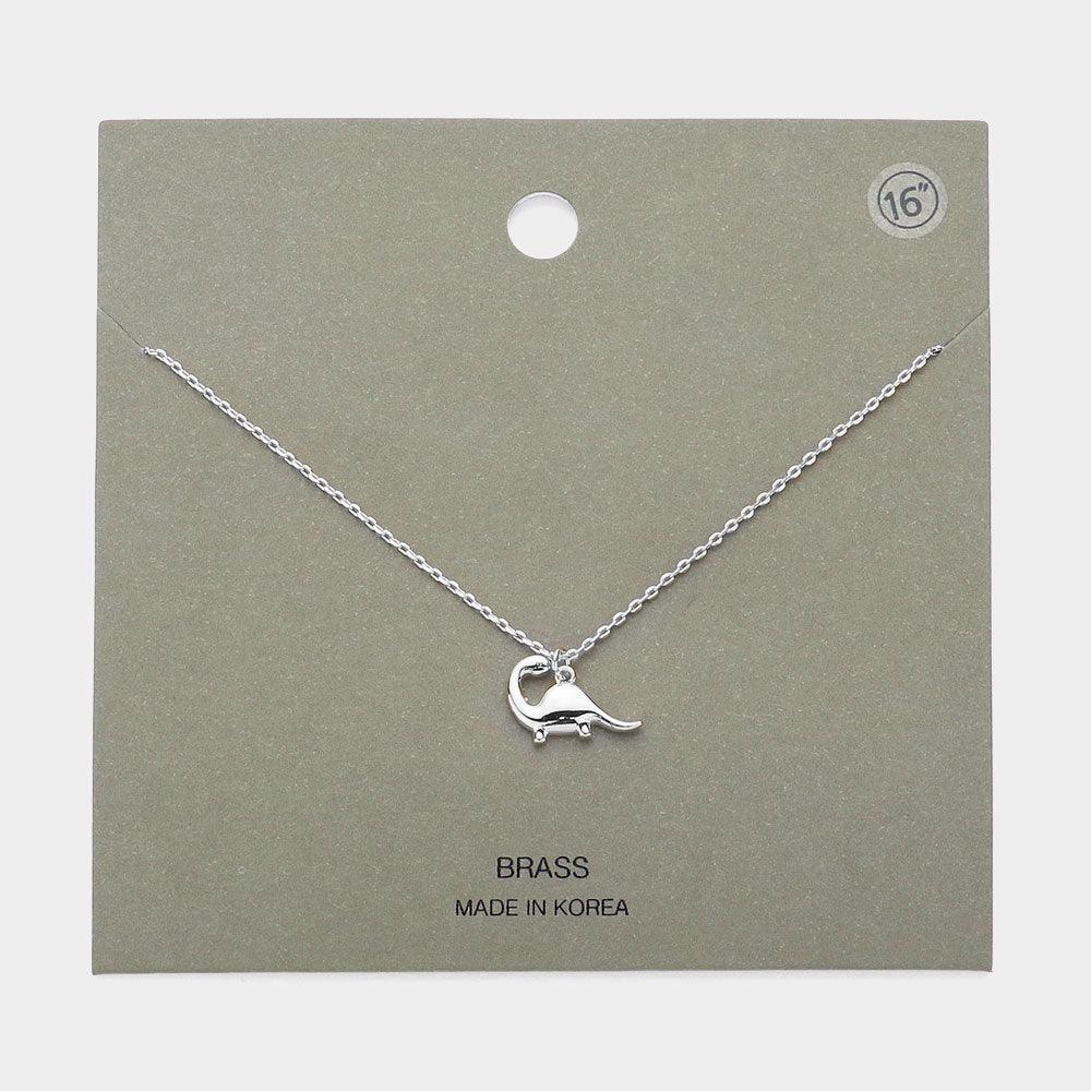 Brass Metal Dinosaur Pendant Necklace - Jewelry Store by Erik Rayo