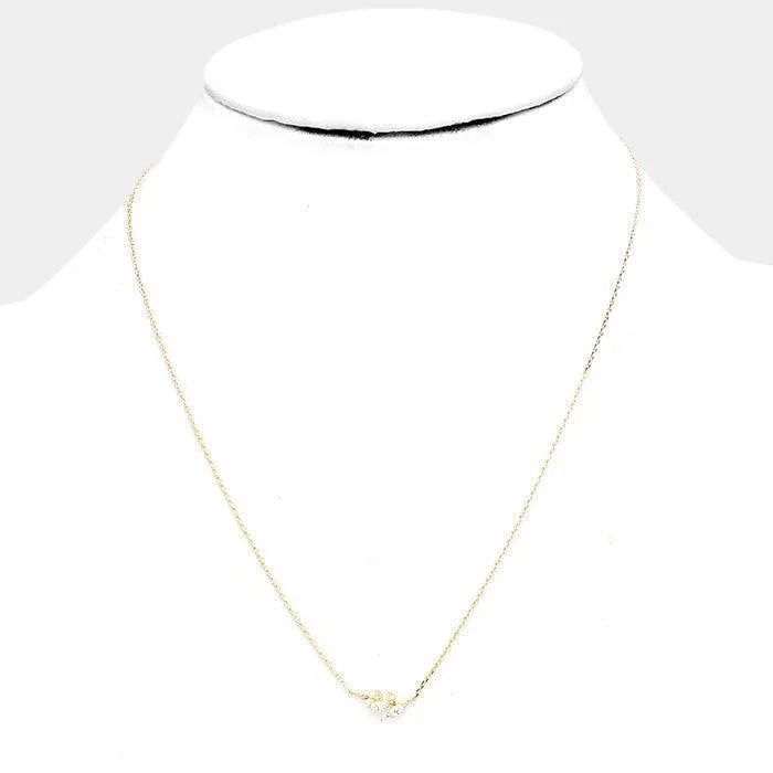 Gold Cubic Zirconia Leaf Pendant Necklace - Jewelry Store by Erik Rayo