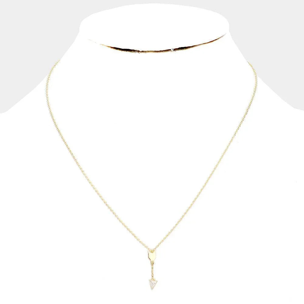 Gold Rhinestone Arrow Pendant Necklace - Jewelry Store by Erik Rayo
