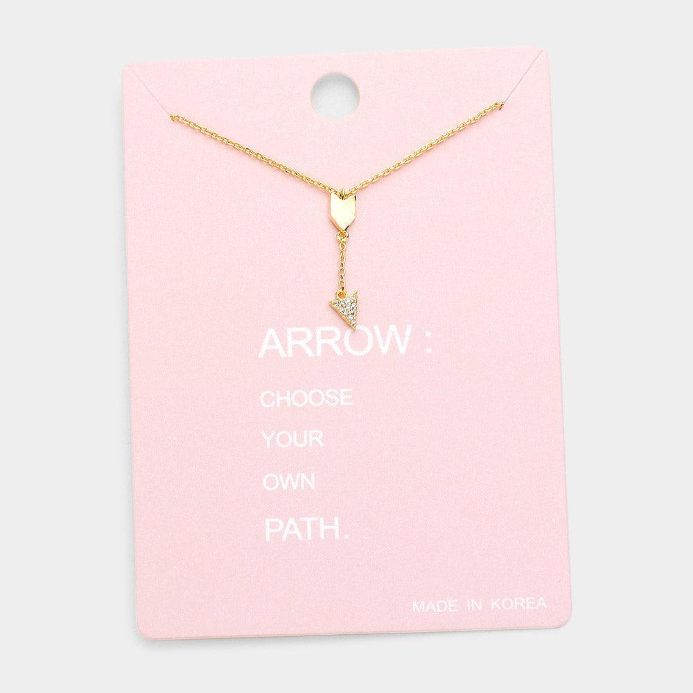 Gold Rhinestone Arrow Pendant Necklace - Jewelry Store by Erik Rayo