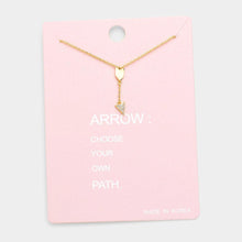 Load image into Gallery viewer, Gold Rhinestone Arrow Pendant Necklace
