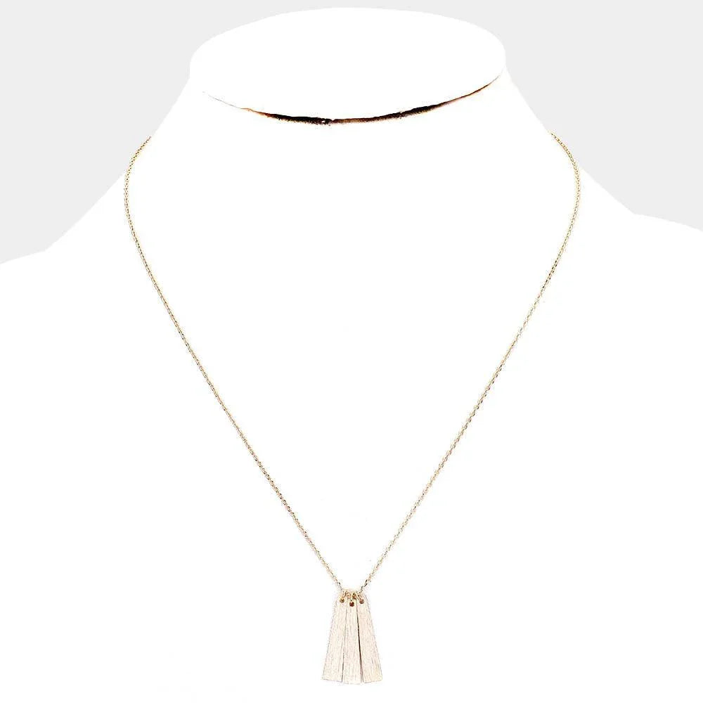 Gold Brass Metal Triple Irregular Rectangle Pendant Necklace - Jewelry Store by Erik Rayo