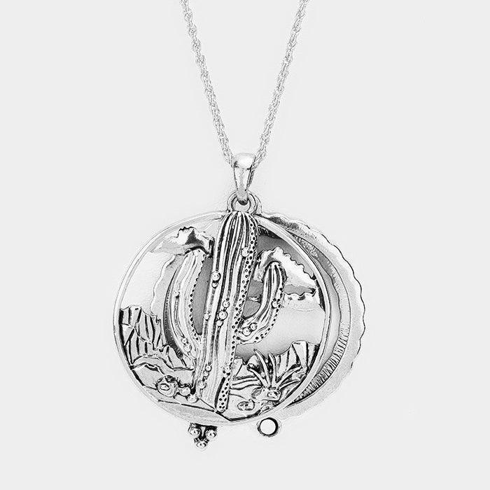 Vintage Cactus Magnifying Glass Pendant Long Necklace - Jewelry Store by Erik Rayo
