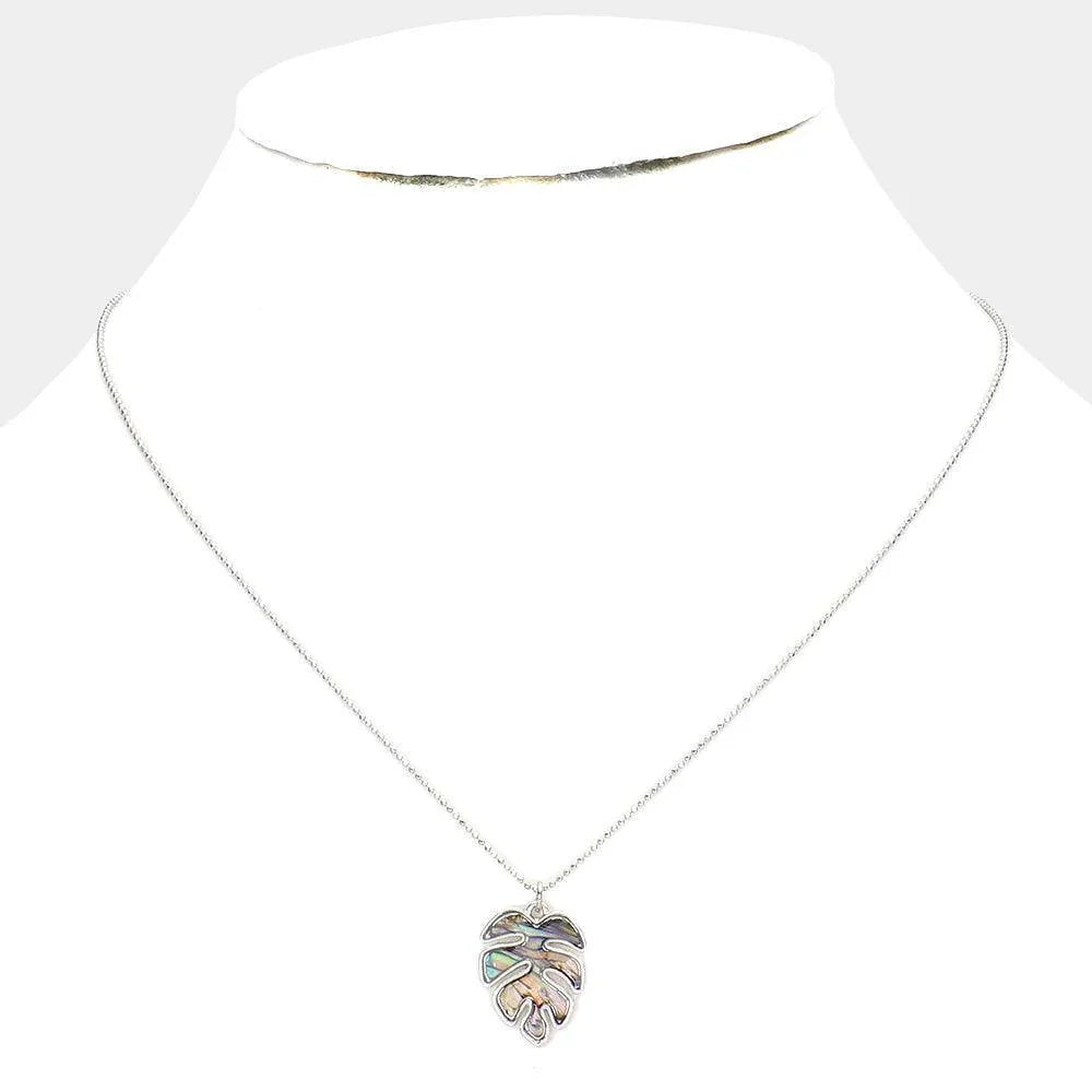 Abalone Tropical Leaf Pendant Necklace - Jewelry Store by Erik Rayo