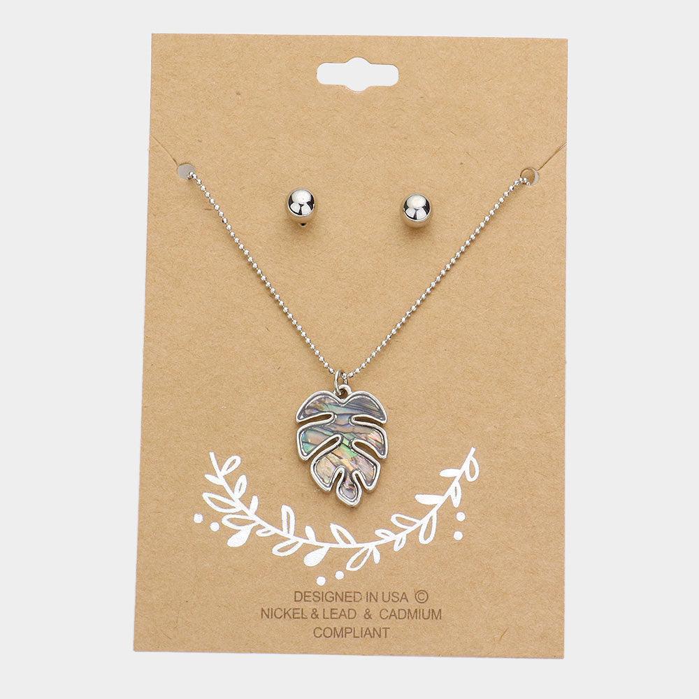 Abalone Tropical Leaf Pendant Necklace - Jewelry Store by Erik Rayo
