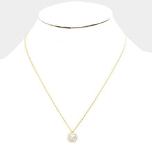 Load image into Gallery viewer, Gold Cubic Zirconia Pearl Accented Pendant Necklace
